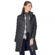 卡尔文 克莱恩（Calvin Klein）  Chevr Chevron-Quilted 女士中长款羽绒服