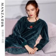 芬腾旗下 玛伦萨 女式圆领加厚法兰绒秋冬家居服套装