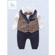 邦撒 男宝宝礼服假两件绅士连体衣