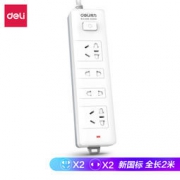 deli 得力 18251 4位2米 总控开关 插线板 *2件 27.04元（2件8折，合合13.52元/件）