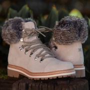 限尺码，18年冬季新款 Sam Edelman Bowen 女士毛绒系带短靴 G0251L