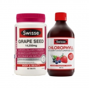 SWISSE  葡萄籽精华180片+叶绿素梅子味500ml