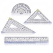 deli 得力 71964 尺子套装 内含直尺+三角尺*2+量角器 *5件