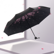 携程优品 30°N系列 落樱缤纷黑胶三折晴雨伞  34元包邮