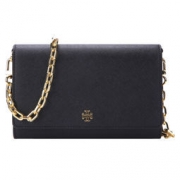 18点：TORY BURCH 托里·伯奇 女士黑色皮质单肩斜挎包 47386-001 1600元包邮（双重优惠）