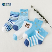 妙优童 秋冬纯棉厚款童袜5双