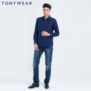 含桑蚕丝+羊毛，TONY WEAR 汤尼威尔 男士商务休闲长袖衬衫