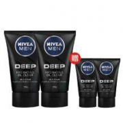 妮维雅(NIVEA)男士洁面深黑DEEP控油保湿洁面泥100g*2送50g*2