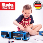 SIMBA 仙霸公交车玩具车 蓝色双节巴士 带人偶