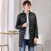真维斯 男士中长款油光布薄羽绒服