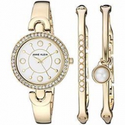 中亚Prime会员：Anne Klein AK/3288GBST 施华洛世奇水晶装饰金色手表和手镯套装  302.65元+63.31元含税直邮约366元