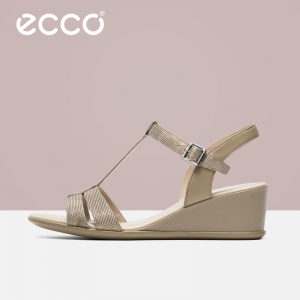 ECCO爱步女鞋坡跟优雅T字带露趾凉鞋女