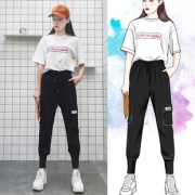 浅琦旗舰店 休闲运动显瘦束脚工装裤女 券后￥49