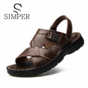 头层牛皮，Simper 圣珀 男士 真皮凉鞋