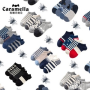 CARAMELLA 春夏男款牛仔蓝纯棉运动船袜4双 多款