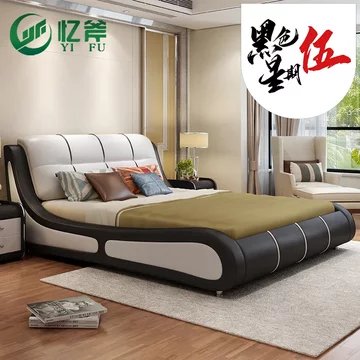 忆斧至家 软体皮艺床 框架结构 (1.8米皮床+椰棕床垫+2柜)