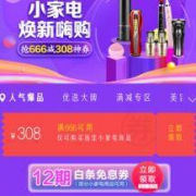 京东商城：蝴蝶节 666-308 自营小家电东券