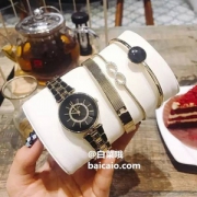 Anne Klein 安妮·克莱恩 AK/3286BKST 施华洛世奇水晶 女士手镯手表套装 Prime会员免费直邮含税