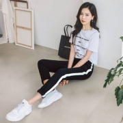 韩都衣舍 女款一条杠休闲哈伦裤