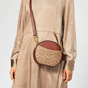 COACH蔻驰 COATED CANVAS 女士圆形斜挎包