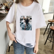 ins爆款女纯棉破洞T上衣