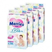 移动端： Merries 妙而舒 婴儿纸尿裤 L54片 4包装 301.9元包邮包税（合75元/包）