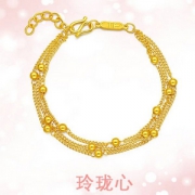 CHOW TAI FOOK 周大福 串珠叠链足金手链 F167447 8.1g 17.5cm
