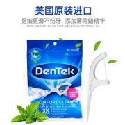 美国进口，德泰克 DenTek 薄荷味扁线超细牙线棒 90支