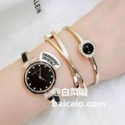 Anne Klein 安妮·克莱恩 AK/3292BKST 施华洛世奇水晶 女士手镯手表套装 Prime会员免费直邮含税