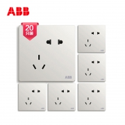 ABB 轩致系列 AF205 错位五孔插座 20只装