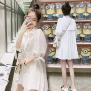 衬衫连衣裙女春夏韩版简约娃娃衫