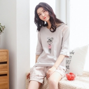 纤丝竹 纯棉女睡衣家居服套装