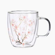 考拉工厂店 桃花 双层玻璃杯350ml