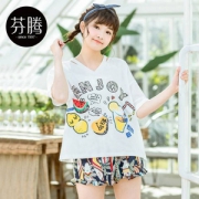 芬腾 夏季短袖纯棉居服套装
