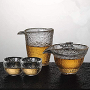 GINIX 鲸意 日式耐热玻璃锤目纹茶具 4件套