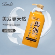 日本进口 Loshi 马油 无硅油洗发水 600ml/瓶 赠200ml马油沐浴露