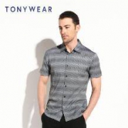 TONY WEAR 汤尼威尔 男士休闲印花衬衫式T恤衫