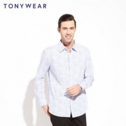 Tommy Hilfiger制造商，Tony Wear 汤尼威尔 男士色织条纹大提花长袖衬衫 2色