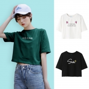 ￥19.9 露脐短袖t恤女 纯色上衣 19.9包邮