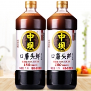 中华老字号，清香园旗下 中坝口蘑头鲜原汁生抽 1.1L*2瓶