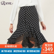 Roem2019春季新款女士时尚设计修身半身裙中长款淑女裙RCWH96402B 329元