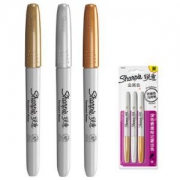 Sharpie 锐意 防褪色马克笔 3支 金+银+铜 送笔袋+相册+便签+布袋
