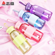 志高玻璃杯 水杯便携杯子创意茶杯透明带盖韩版学生女可爱随手杯