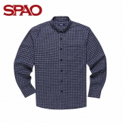 SPAO 英伦日系男式格子长袖衬衣棉修身版男衬衫潮SPYC649C22 69元