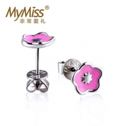 Mymiss耳坠耳钉韩版时尚女银饰品 情侣礼物欧美潮流首饰 粉红桃花 *2件 247.2