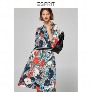 ESPRIT 088EE1E028 女装秋印花拼接条纹圆领中长款连衣裙长袖- 229元