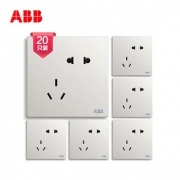 ABB 轩致系列 AF205 错位五孔插座 20只装