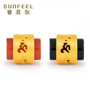 赛菲尔 六字箴言玛瑙 足金转运珠