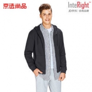 INTERIGHT 卫衣男连帽开衫毛圈卫衣外套 黑色 L 228.9元（双重优惠，合76.3元/件）
