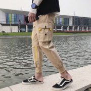 九分情侣工装裤 男女生ins嘻哈hiphop街舞宽松大口袋哈伦裤直筒裤